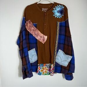 Handmade Upcycled Art To Wear Top Tunic-Patchwork-Boho-One Size